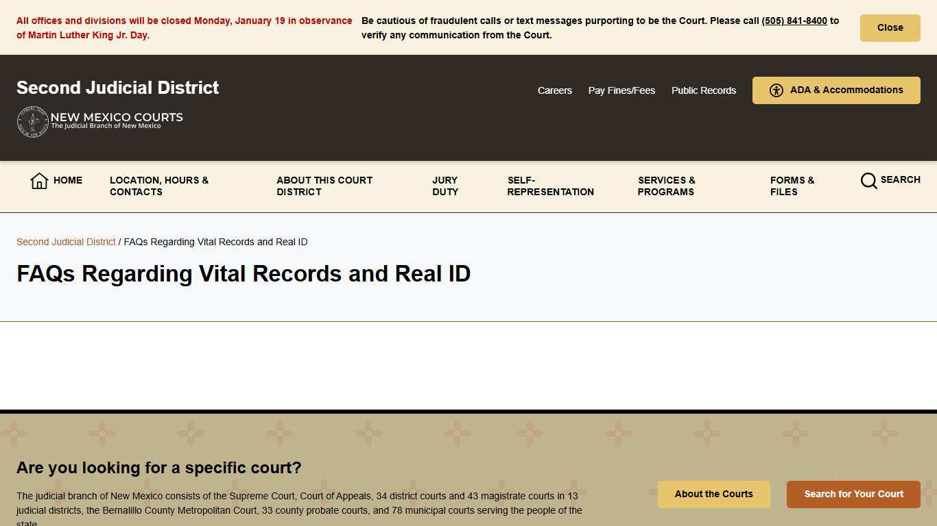 FAQs Regarding Vital Records and Real ID - Second Judicial District