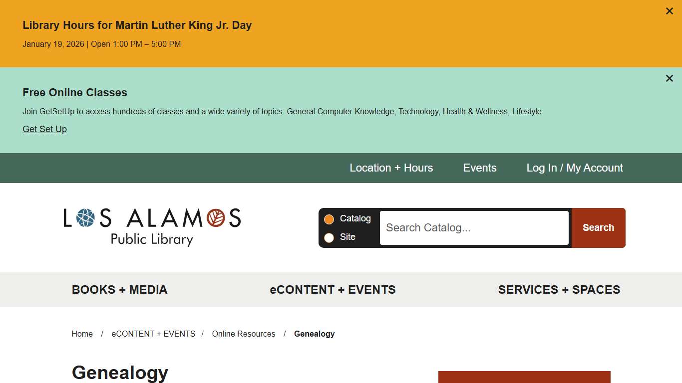 Genealogy Los Alamos Public Library
